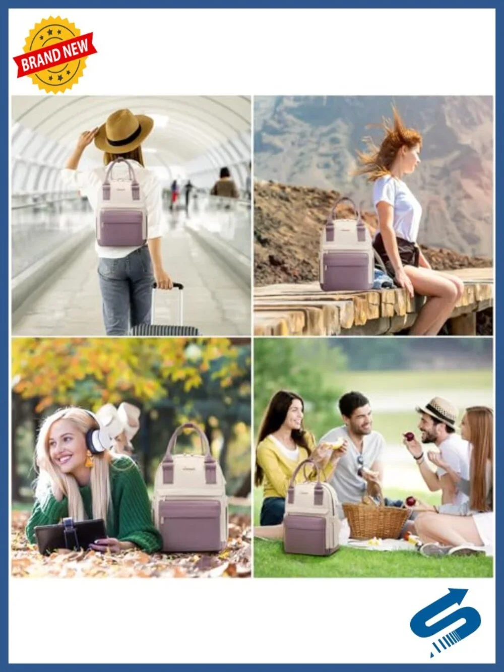 Mini Backpack for Women Waterproof Nylon USB Port Daypack College Travel Party
